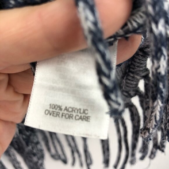 Relativity Anthro Women’s S Chevron Blue Knit Fringe Geometric Boho Sweater - Picture 4 of 8